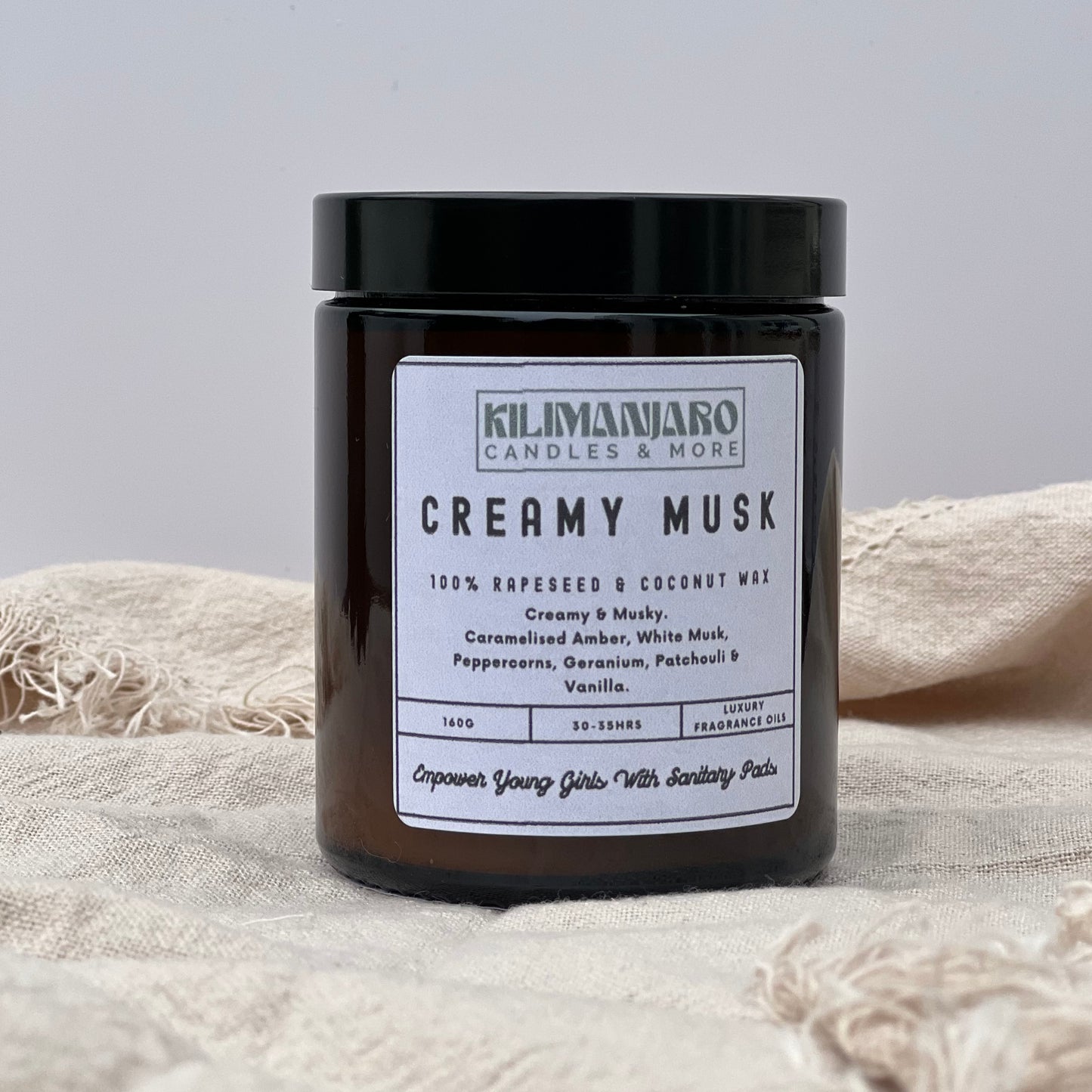 Creamy Musk & Sandalwood Clean-Burning Natural Wax Candle