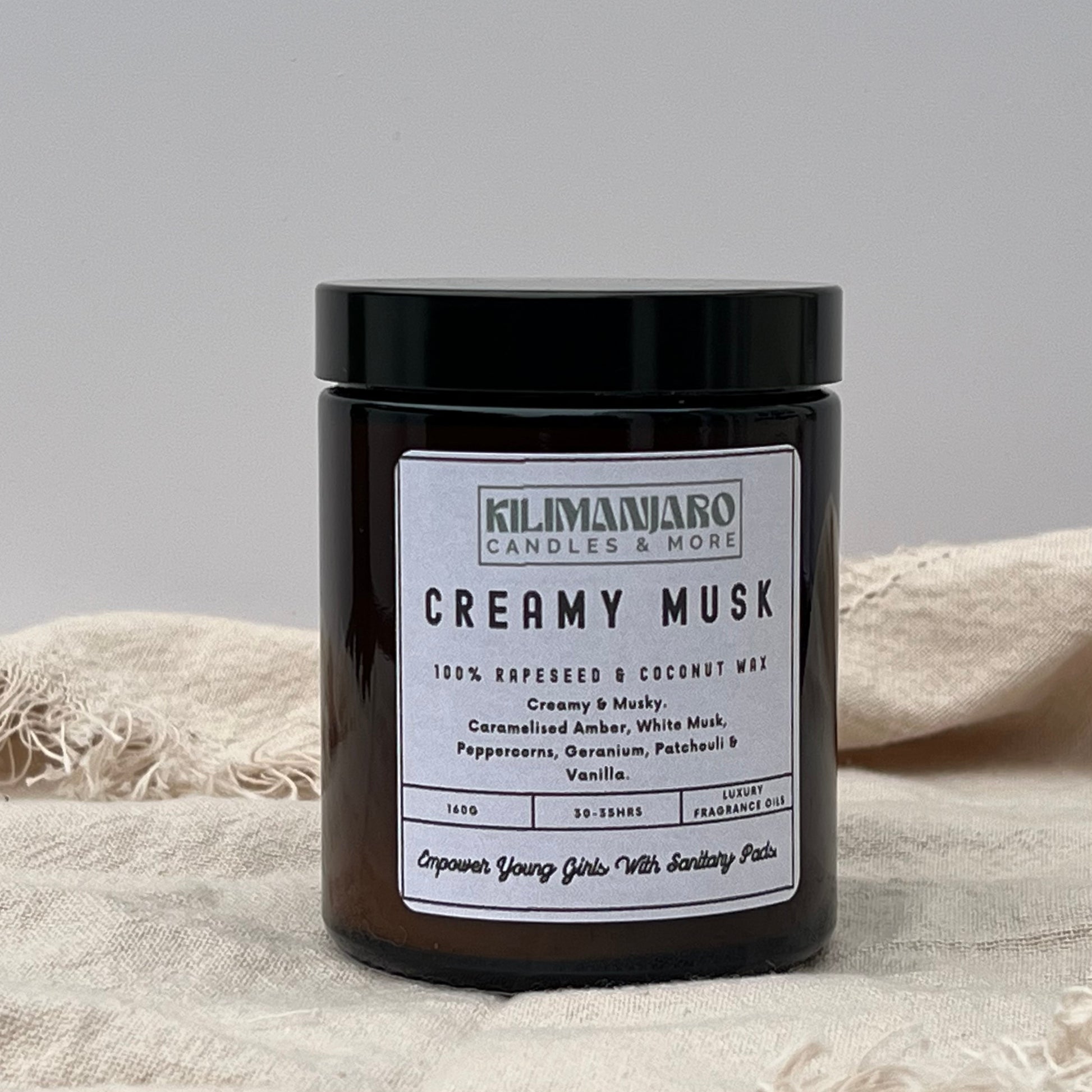 Luxury natural wax creamy musk and sandalwood candle